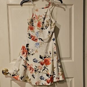 Speechless Pink and White Mini Dress Halter Neck